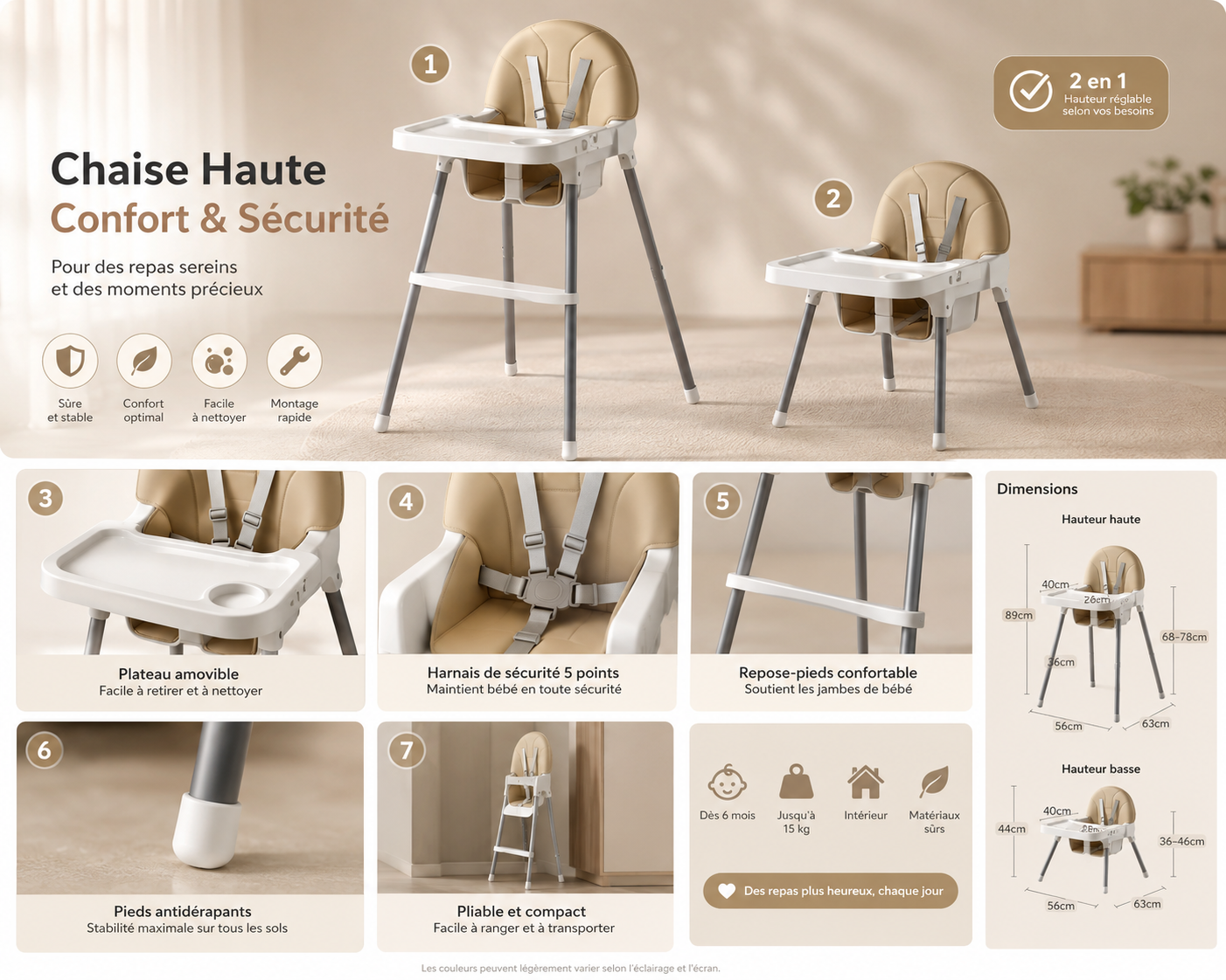 Chaise haute évolutive — détails et caractéristiques